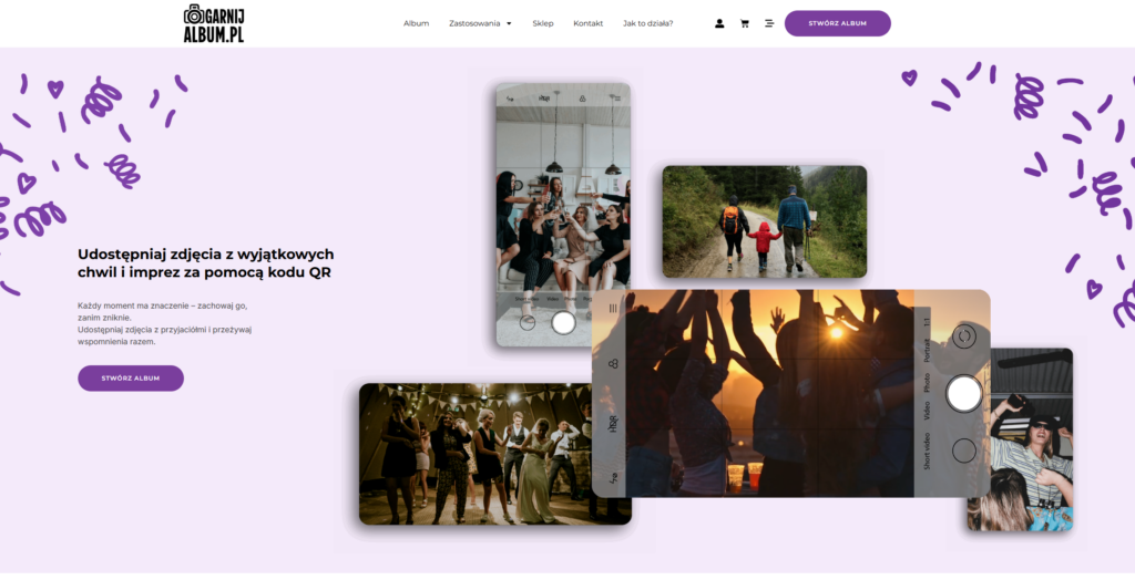 Strona główna aplikacji Ogarnij Album