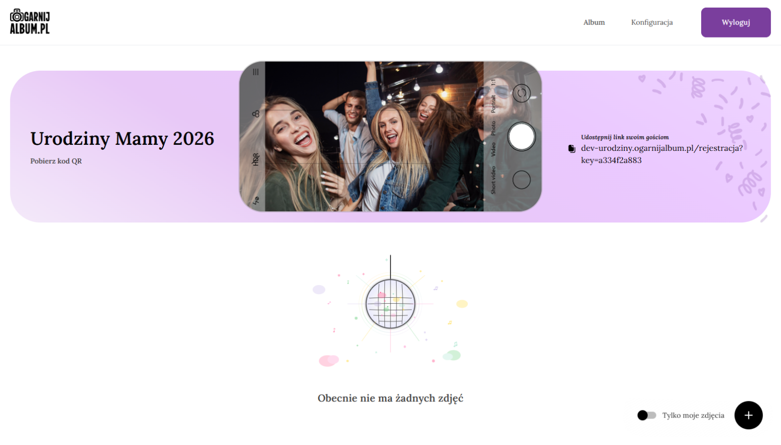 Widok wspólnego albumu zdjęć w Ogarnij Album