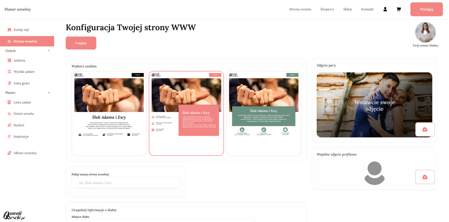 Widok planera zadań w aplikacji Ogarnij Wesele