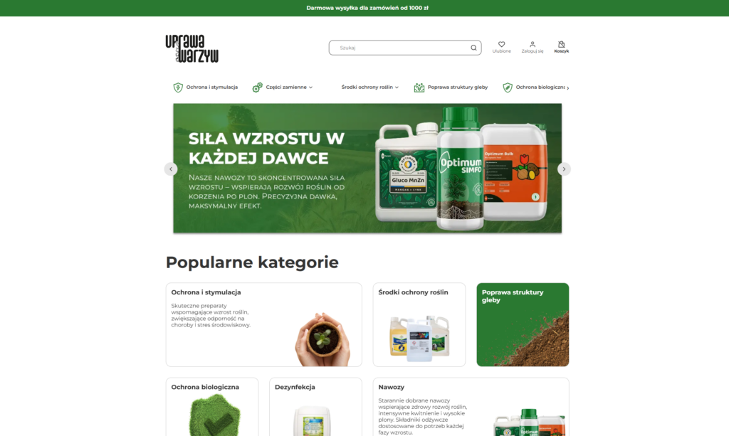 Strona główna sklepu UprawaWarzyw.pl na platformie Shoper