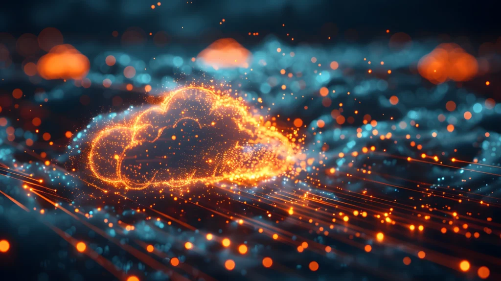 glowing cloud symbolizing idea data clouds surrounded style network connec