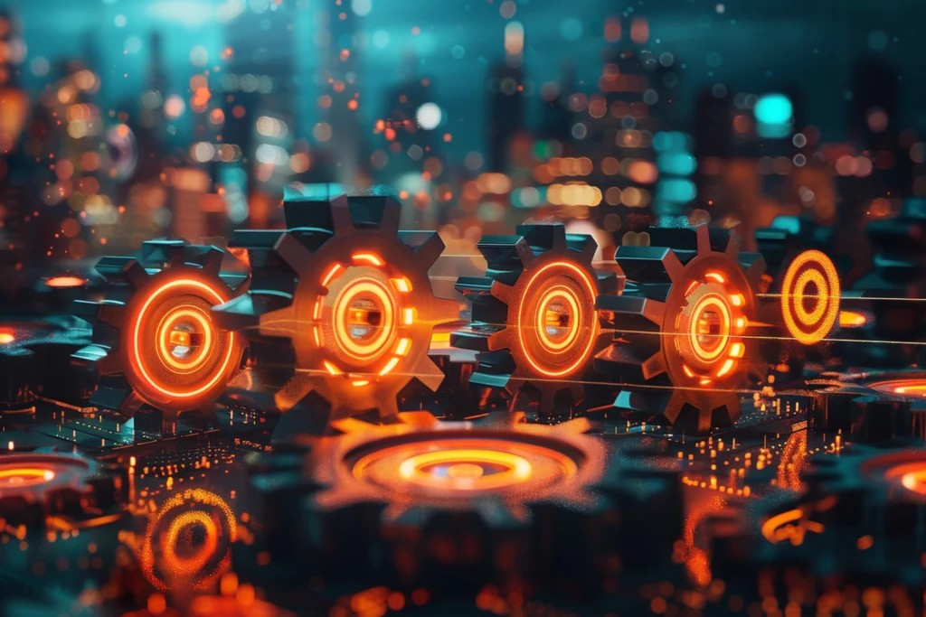 series orange black circles with orange red lights